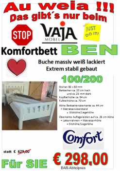 Komfortbett BEN 100/200 Weiß